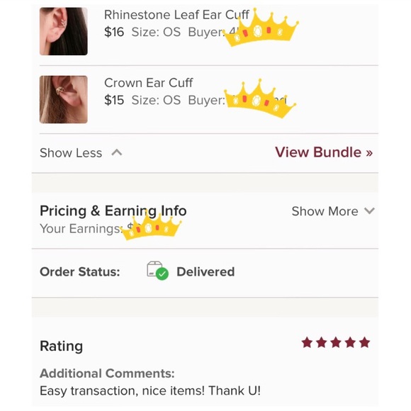 Rhinestone Leaf Ear Cuff - Picture 3 of 4